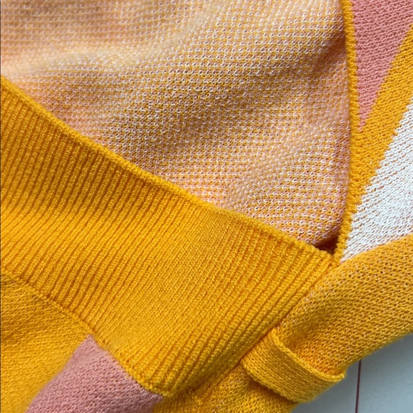 DEREK LAM 10 CROSBY "Aurelia" Waist Tie Open Back Stripe Button Knit Midi SZ M - Picture 14 of 16